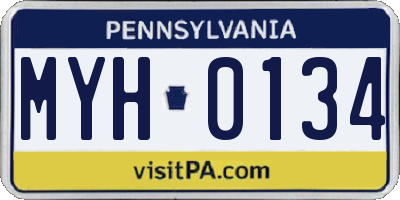 PA license plate MYH0134