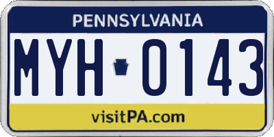 PA license plate MYH0143