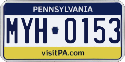 PA license plate MYH0153