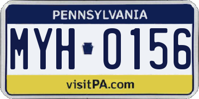PA license plate MYH0156
