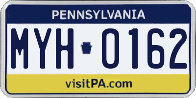 PA license plate MYH0162