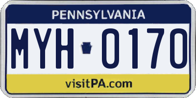 PA license plate MYH0170