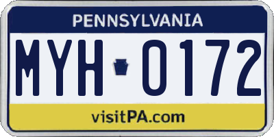 PA license plate MYH0172