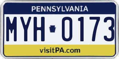 PA license plate MYH0173