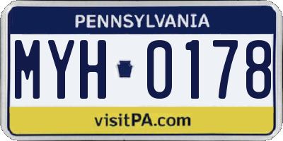 PA license plate MYH0178