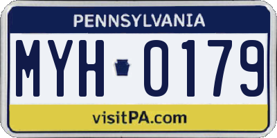 PA license plate MYH0179