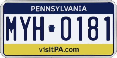 PA license plate MYH0181