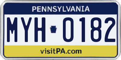 PA license plate MYH0182