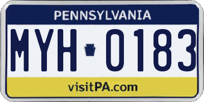 PA license plate MYH0183