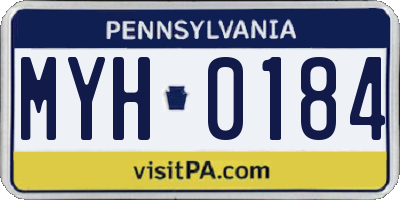 PA license plate MYH0184