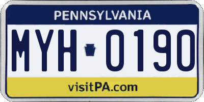 PA license plate MYH0190