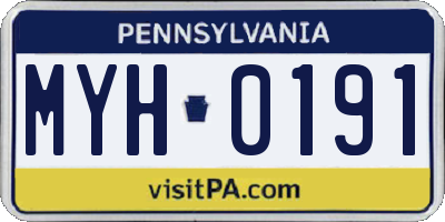 PA license plate MYH0191