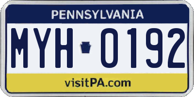 PA license plate MYH0192