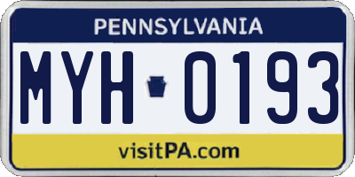 PA license plate MYH0193