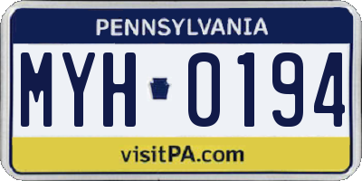 PA license plate MYH0194