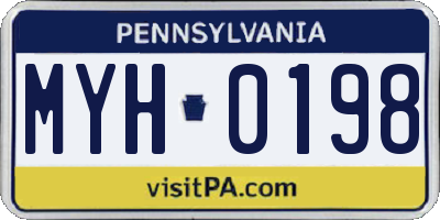 PA license plate MYH0198
