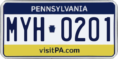 PA license plate MYH0201