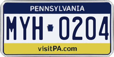 PA license plate MYH0204