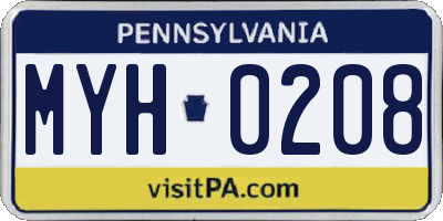 PA license plate MYH0208