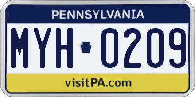 PA license plate MYH0209