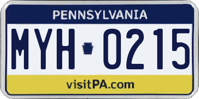 PA license plate MYH0215