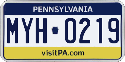 PA license plate MYH0219