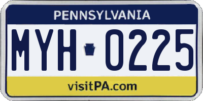 PA license plate MYH0225