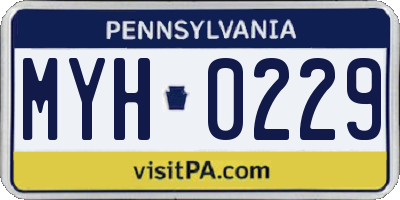 PA license plate MYH0229