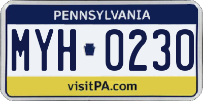 PA license plate MYH0230