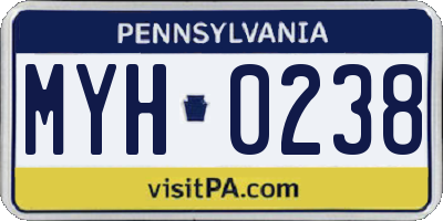 PA license plate MYH0238