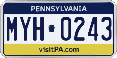 PA license plate MYH0243