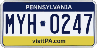 PA license plate MYH0247