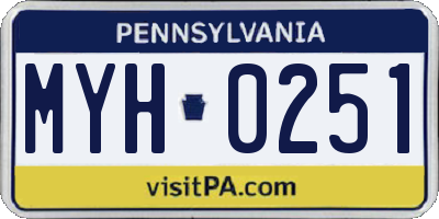 PA license plate MYH0251