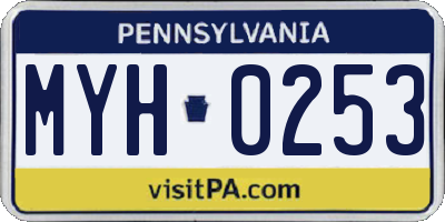 PA license plate MYH0253
