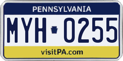 PA license plate MYH0255