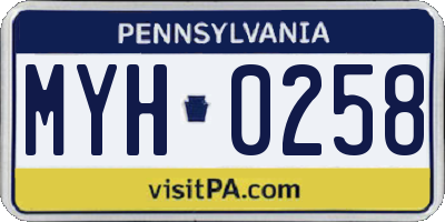 PA license plate MYH0258