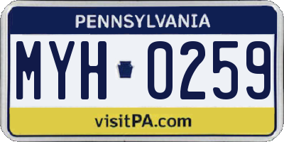 PA license plate MYH0259