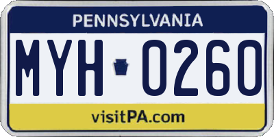 PA license plate MYH0260