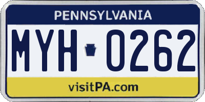 PA license plate MYH0262