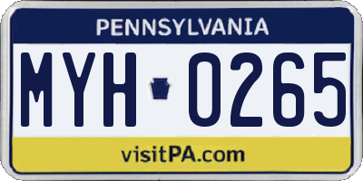 PA license plate MYH0265