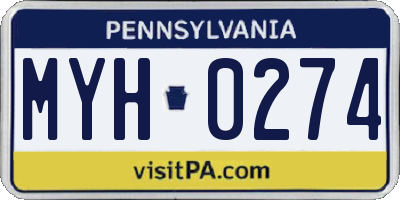 PA license plate MYH0274