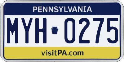PA license plate MYH0275