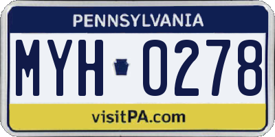 PA license plate MYH0278