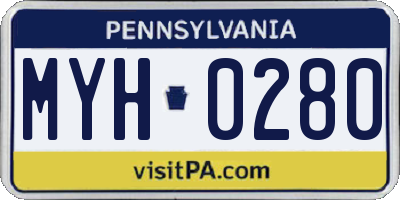 PA license plate MYH0280