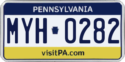 PA license plate MYH0282