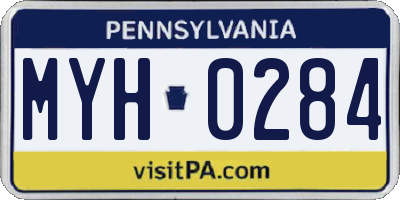 PA license plate MYH0284