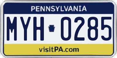 PA license plate MYH0285