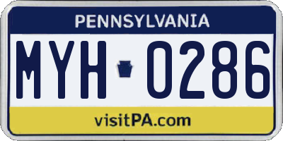 PA license plate MYH0286