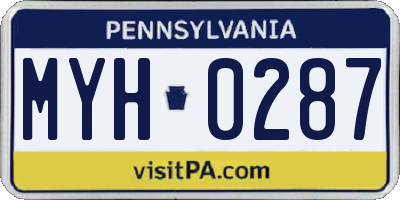 PA license plate MYH0287