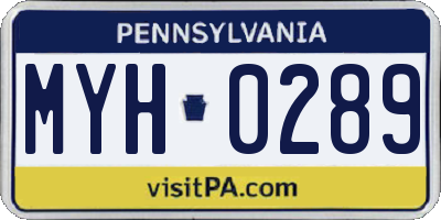 PA license plate MYH0289
